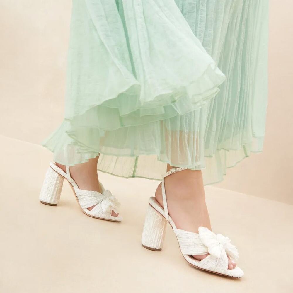 Loeffler Randall Camellia Bow Heels in White Lace Size 11